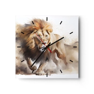 Horloge murale - Pendule murale - Un portrait dynamique d'un lion aux couleurs naturelles. - 30x30cm - Le roi bougea - Décoration murale moderne pour le salon et la chambre ARTTOR