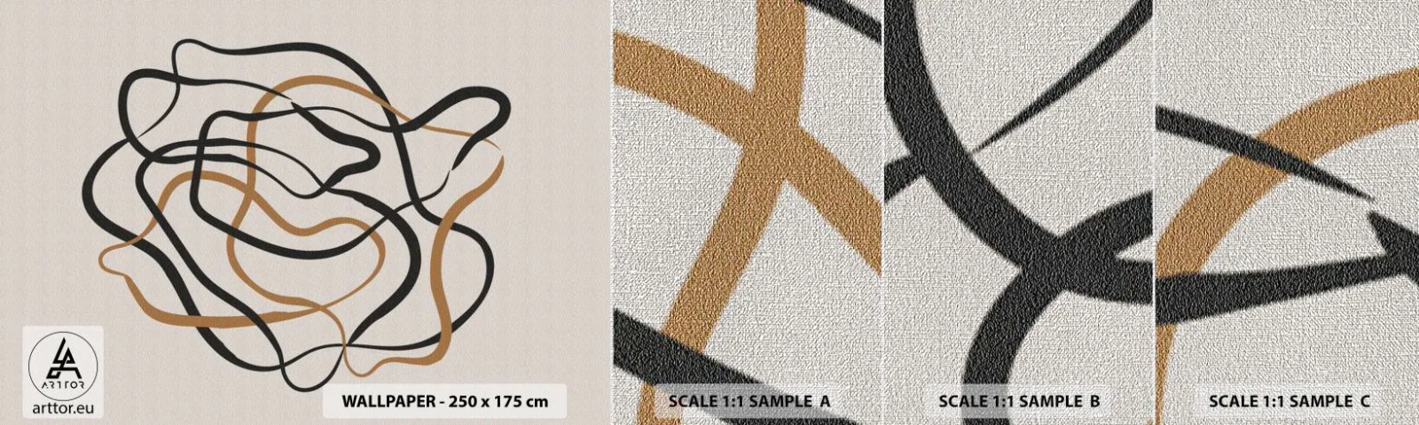 Échantillon de Papier Peint Premium Canvas - Tout s'est mal déroulé - Bohème, Abstraction, Lignes - 100x30 cm