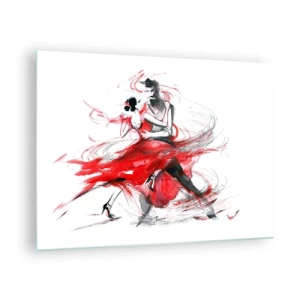 Impression sur verre - Image sur verre - Un couple de danseurs dans une danse aquarelle dynamique - 70x50cm - Tango - le rythme de la passion - Décoration murale moderne pour le salon et la chambre ARTTOR