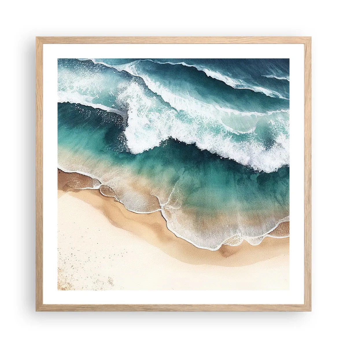 Affiche dans un chêne clair - Poster - La rencontre éternelle - 60x60 cm