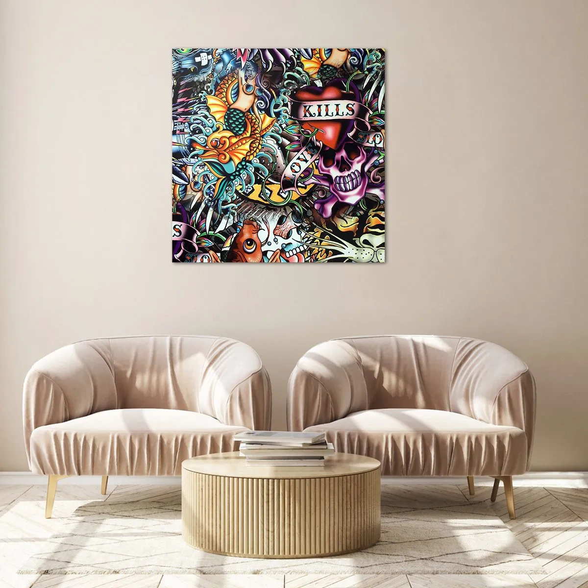 Impression sur verre - Image sur verre - Le rêve du tatoueur - 40x40 cm