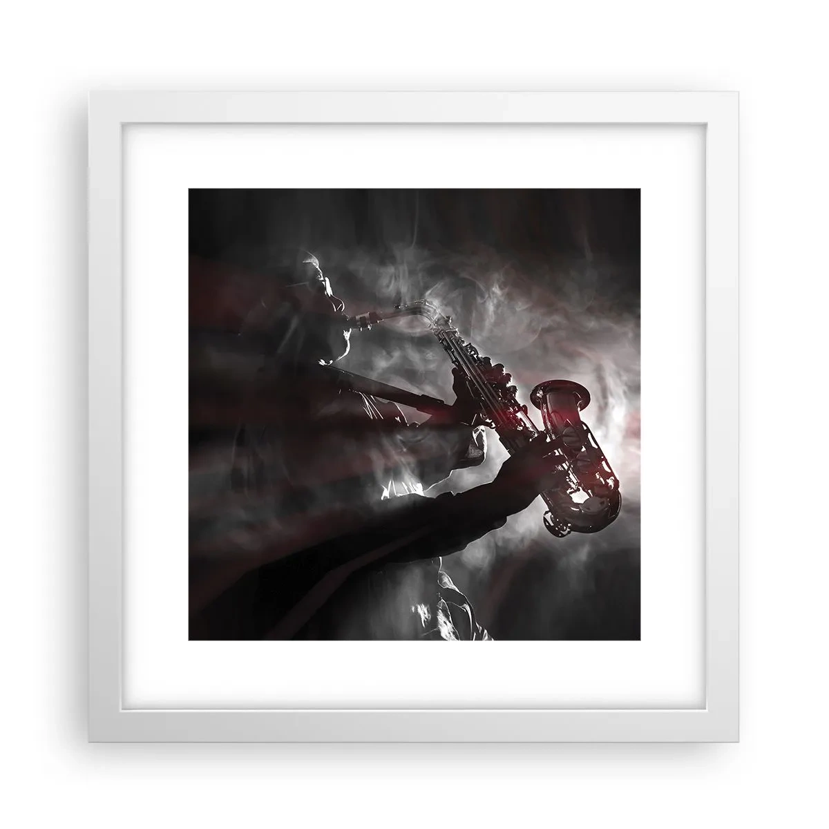 Affiche dans un cadre blanc - Poster - Dans les brumes du jazz - 30x30 cm