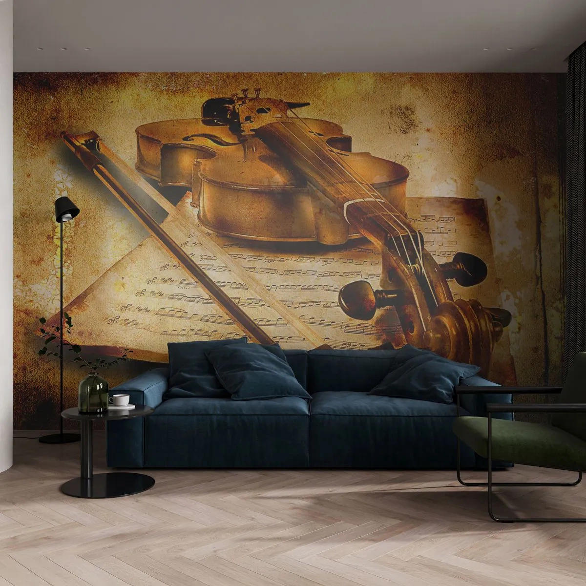 Papier Peint Autocollant Deluxe Sticker - Besoin immédiat d'un virtuose - Violon, Musique, Notes de musique - 250x175 cm