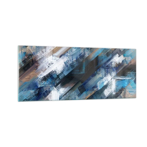 Impression sur verre - Image sur verre - Diagonale de bleus - 100x40 cm