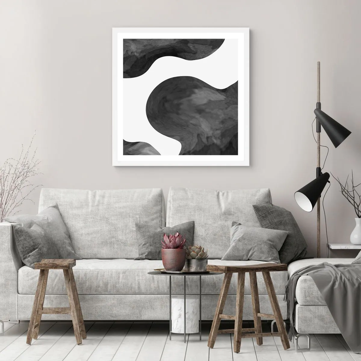 Affiche dans un cadre blanc - Poster - La route du lait - 60x60 cm