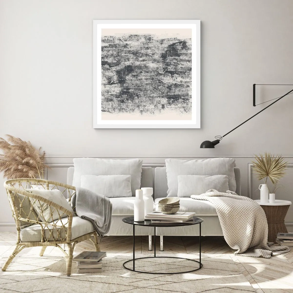 Affiche dans un cadre blanc - Poster - Composition brumeuse - 50x50 cm