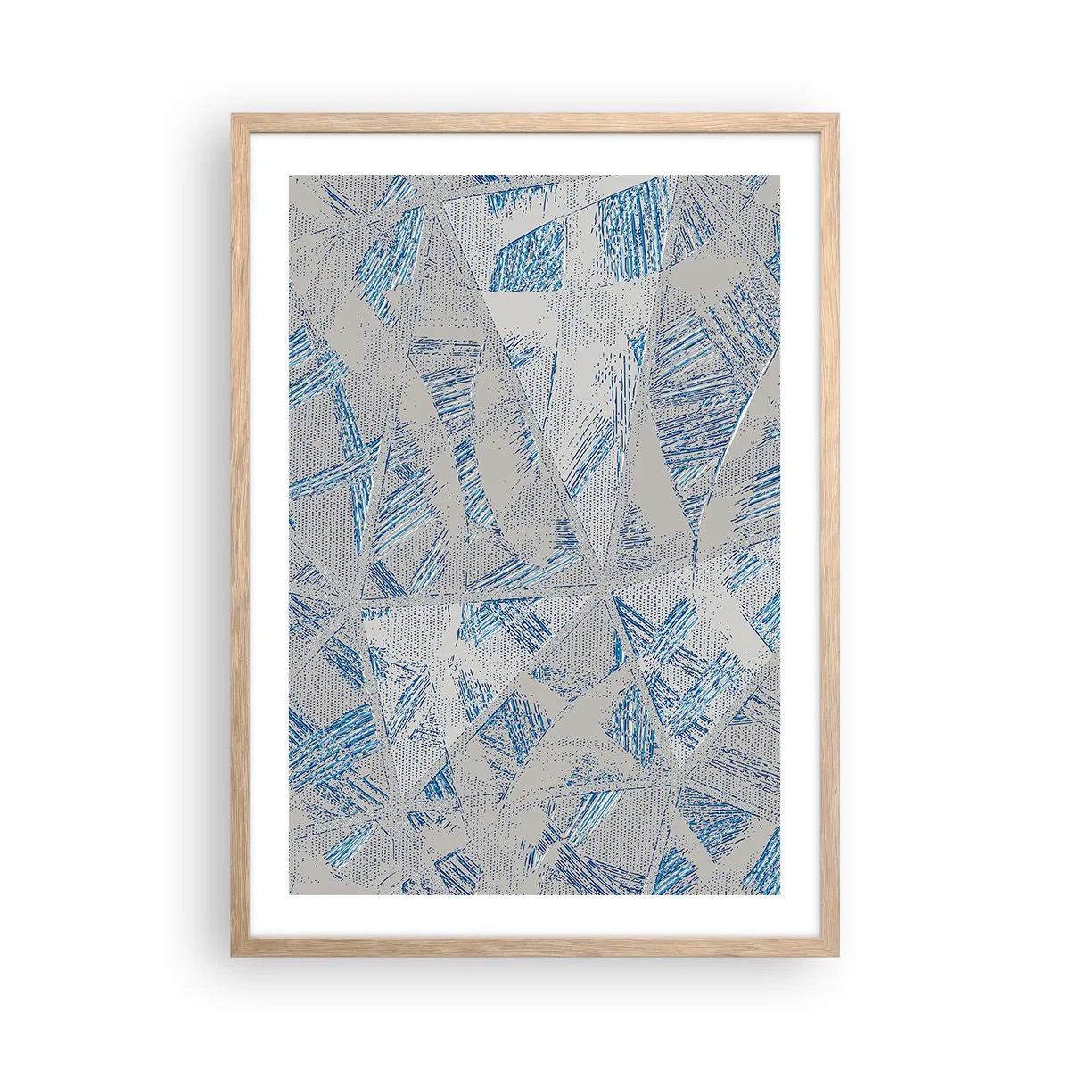 Affiche dans un chêne clair - Poster - Dans un labyrinthe bleu-gris - 50x70 cm