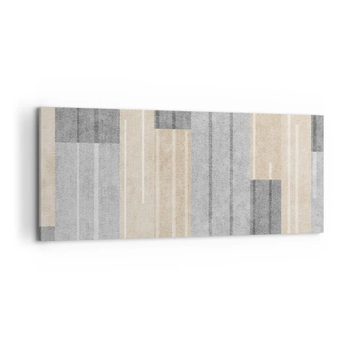 Impression sur toile - Image sur toile - Composition géométrique dans les tons de gris et de beige - 120x50cm - Composition : se tenir droit - Décoration murale moderne pour le salon et la chambre ARTTOR