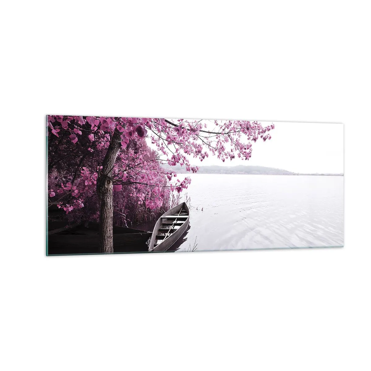Impression sur verre - Image sur verre - Dans un silence rose - 100x40 cm