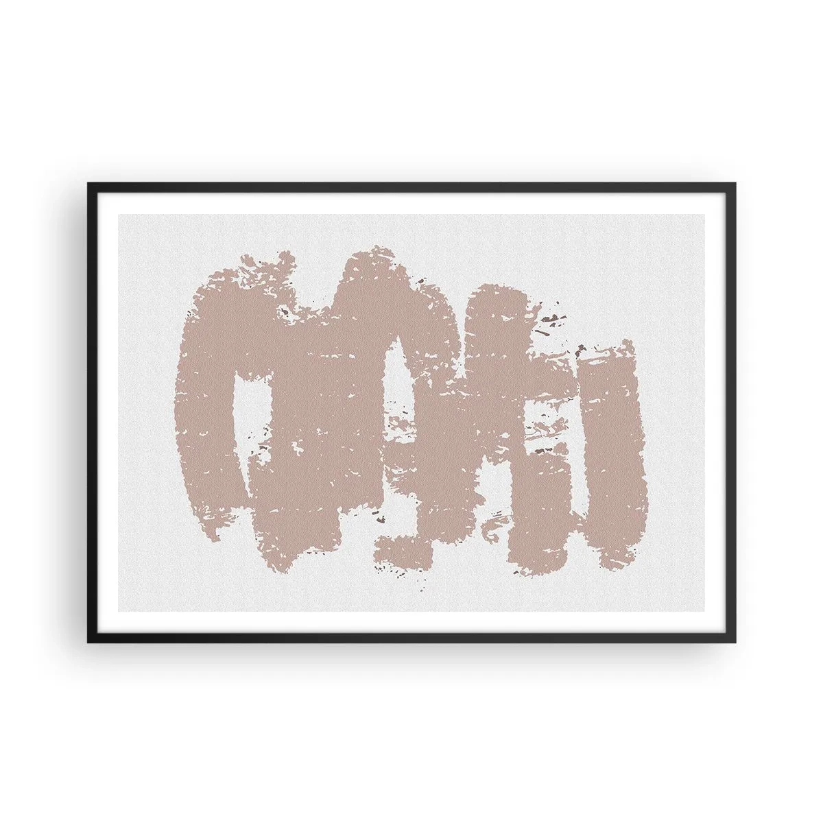 Affiche dans un cadre noir - Poster - Formes roses douces sur fond clair - 100x70cm - Abstraction en rose tendre - Décoration murale moderne pour le salon et la chambre ARTTOR