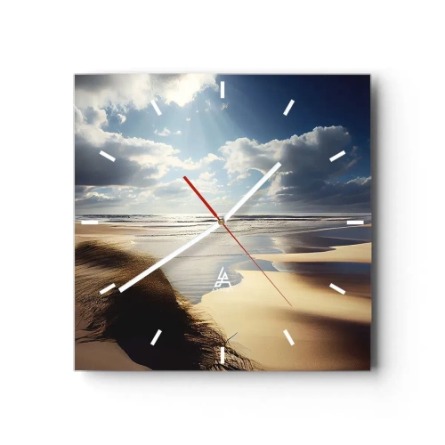 Horloge murale - Pendule murale - Une plage sauvage avec des dunes et un ciel bleu - 30x30cm - Plage, plage sauvage - Décoration murale moderne pour le salon et la chambre ARTTOR