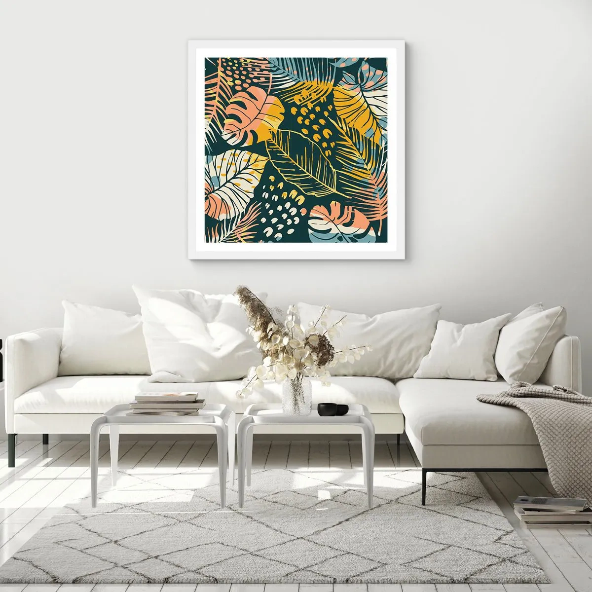 Affiche dans un cadre blanc - Poster - Fantaisie feuillue - 30x30 cm