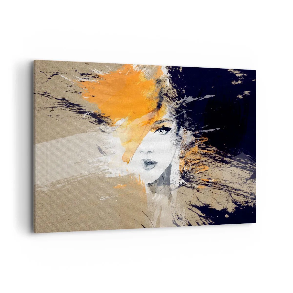 Impression sur toile - Image sur toile - Portrait abstrait d'une femme aux couleurs intenses - 120x80cm - Et la lumière fut - Décoration murale moderne pour le salon et la chambre ARTTOR