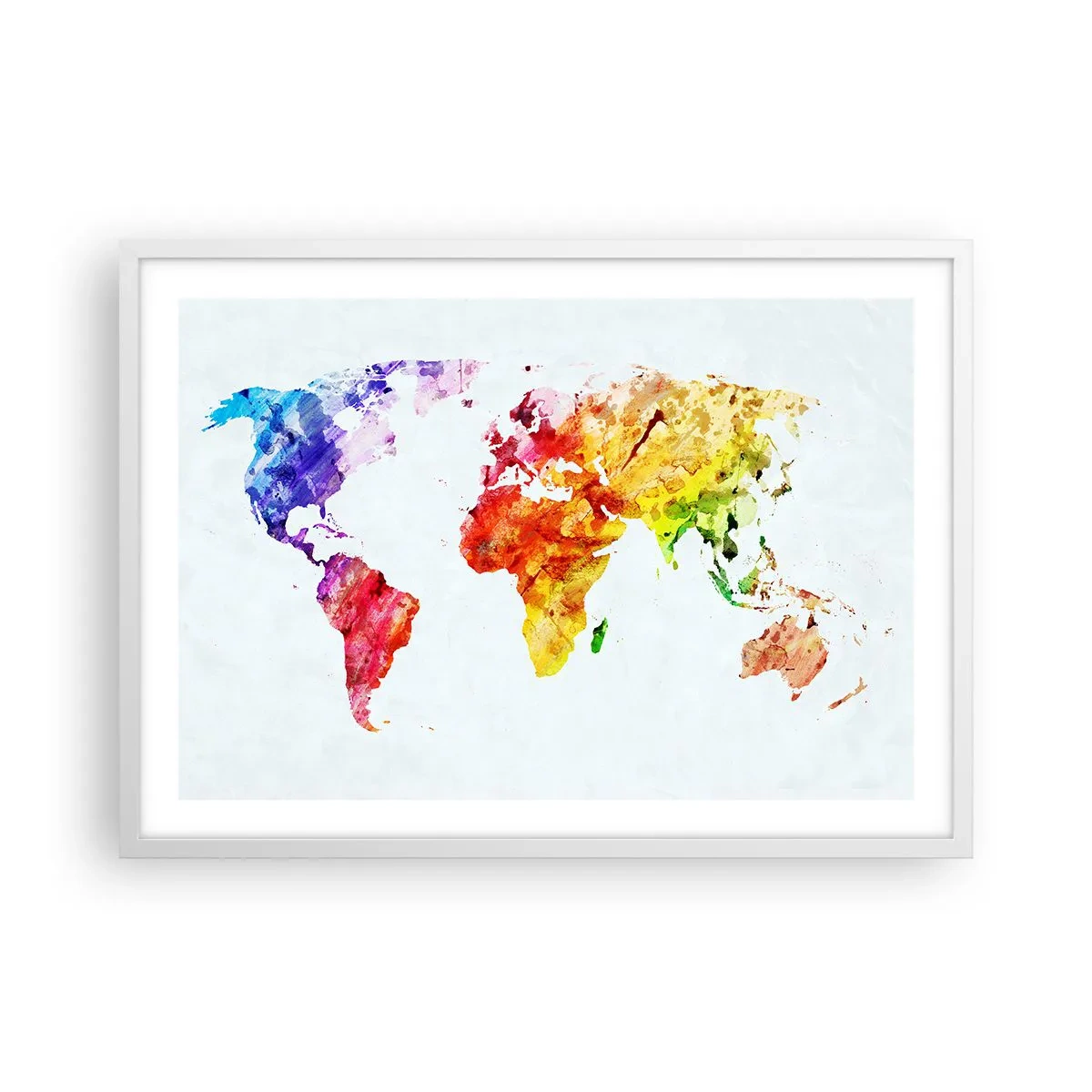 Affiche dans un cadre blanc - Poster - Toutes les couleurs du monde - 70x50 cm