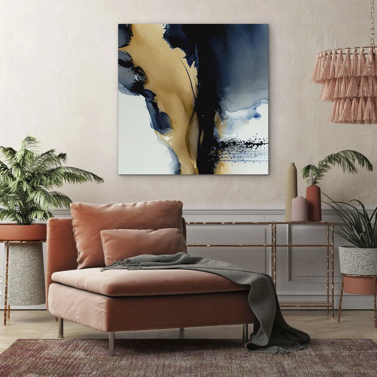 Impression sur toile - Image sur toile - Derrière le rideau - 50x50 cm