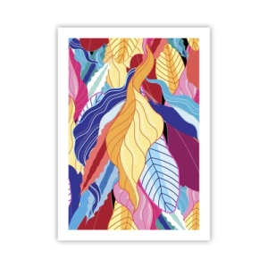 Affiche - Poster - Feuilles colorées dans un style abstrait - 50x70cm - Un désordre coloré - Décoration murale moderne pour le salon et la chambre ARTTOR