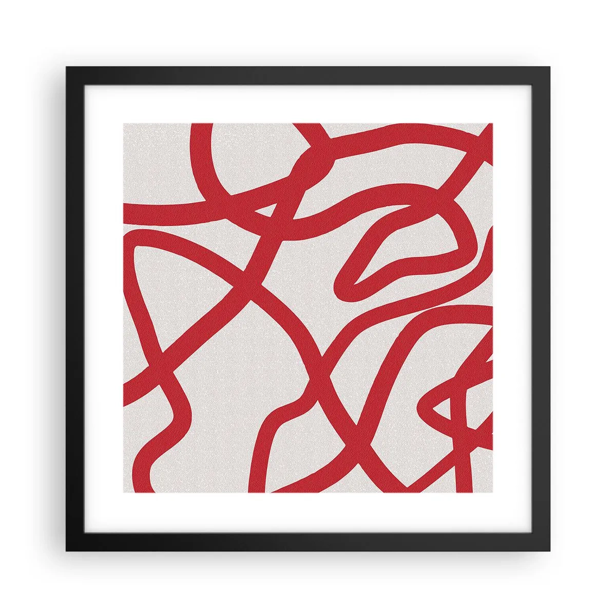 Affiche dans un cadre noir - Poster - Rouge sur blanc - 40x40 cm