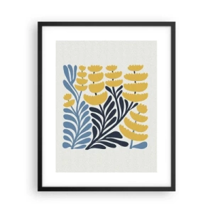 Affiche dans un cadre noir - Poster - Parterre de fleurs ensoleillé - 40x50 cm