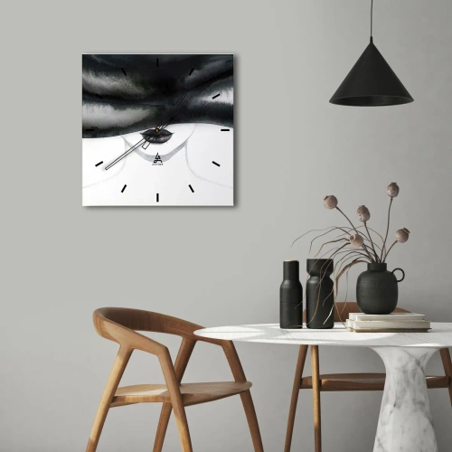 Horloge murale - Pendule murale - Un portrait subtil d'une femme au visage couvert dans un style monochrome. - 30x30cm - Un mystère sensuel - Décoration murale moderne pour le salon et la chambre ARTTOR