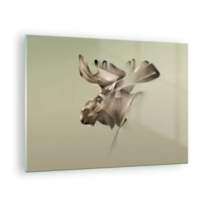 Impression sur verre - Image sur verre - Une image moderne d'un élan sur fond vert - 70x50cm - La douce force de la paix - Décoration murale moderne pour le salon et la chambre ARTTOR