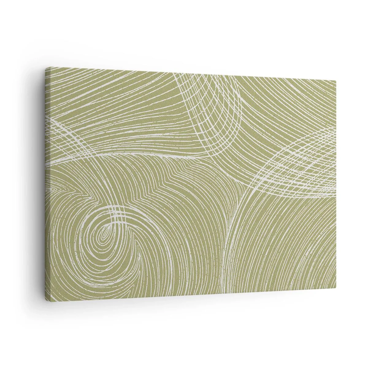 Impression sur toile - Image sur toile - Lignes vertes et blanches dans une composition abstraite - 70x50cm - Abstraction complexe de blanc - Décoration murale moderne pour le salon et la chambre ARTTOR