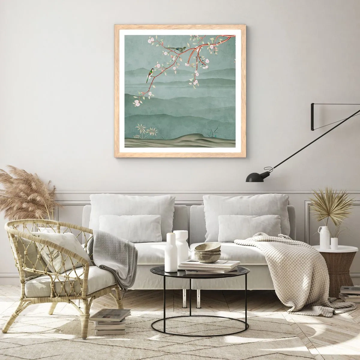 Affiche dans un chêne clair - Poster - Printemps oh c'est toi - 50x50 cm