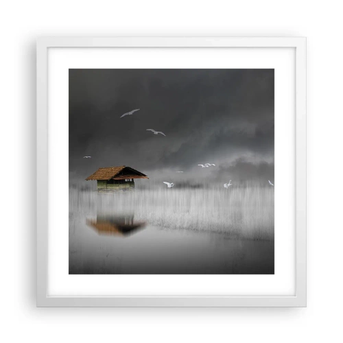 Affiche dans un cadre blanc - Poster - A l'abri de la pluie - 40x40 cm