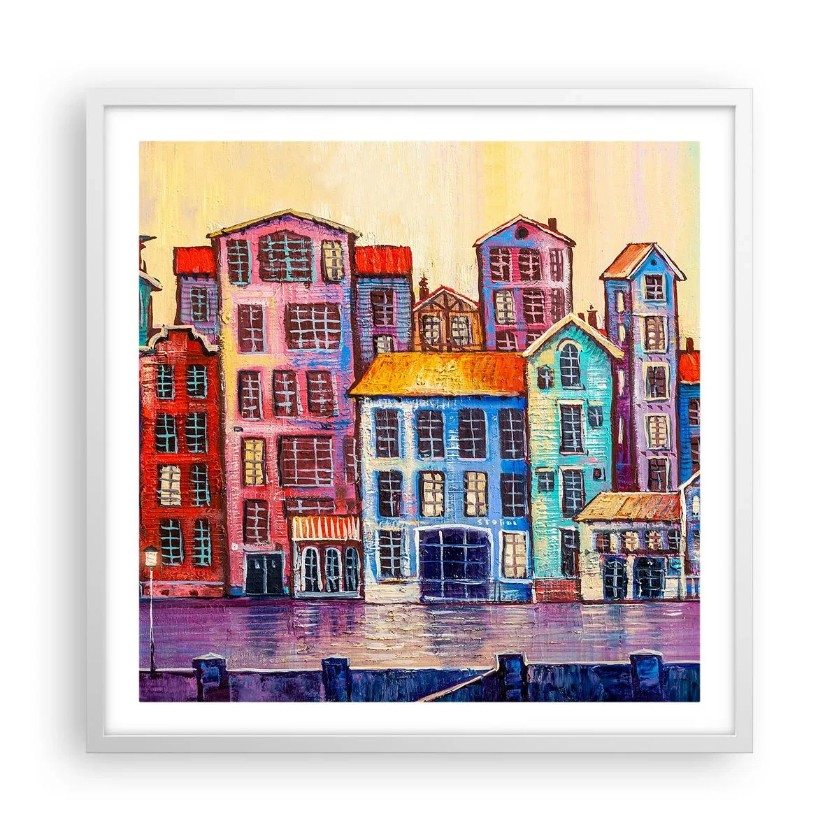 Affiche dans un cadre blanc - Poster - Une ville comme dans un conte de fées - 60x60 cm