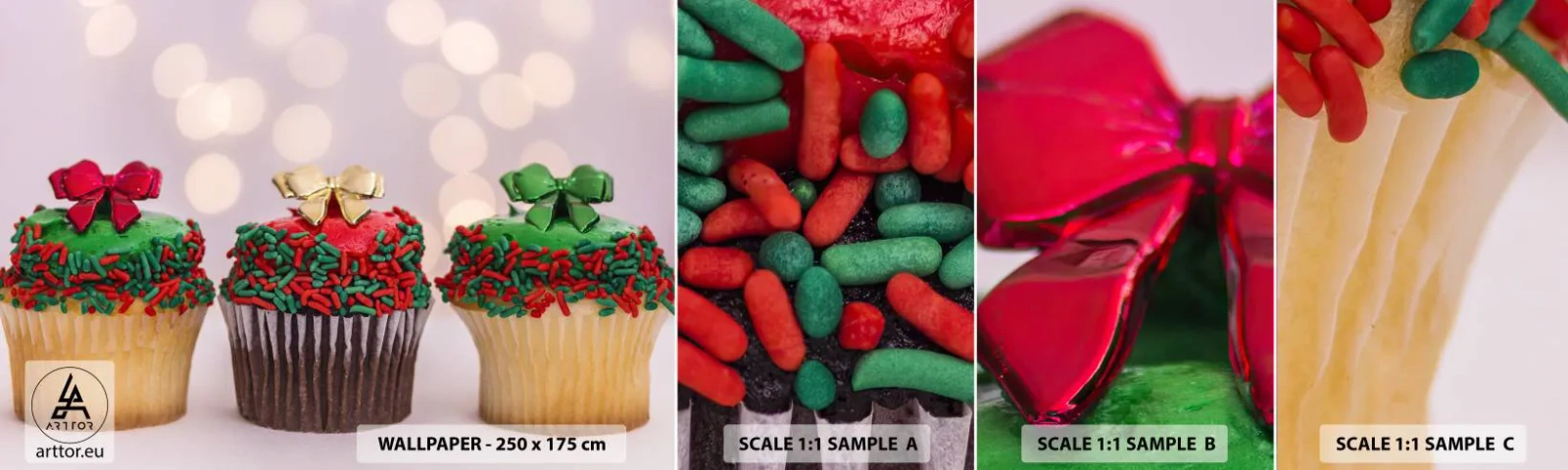 Échantillon De Papier Peint Standard Eco - Une sucrerie après la cocarde - La gastronomie, Biscuits, Muffins colorés - 100x30 cm