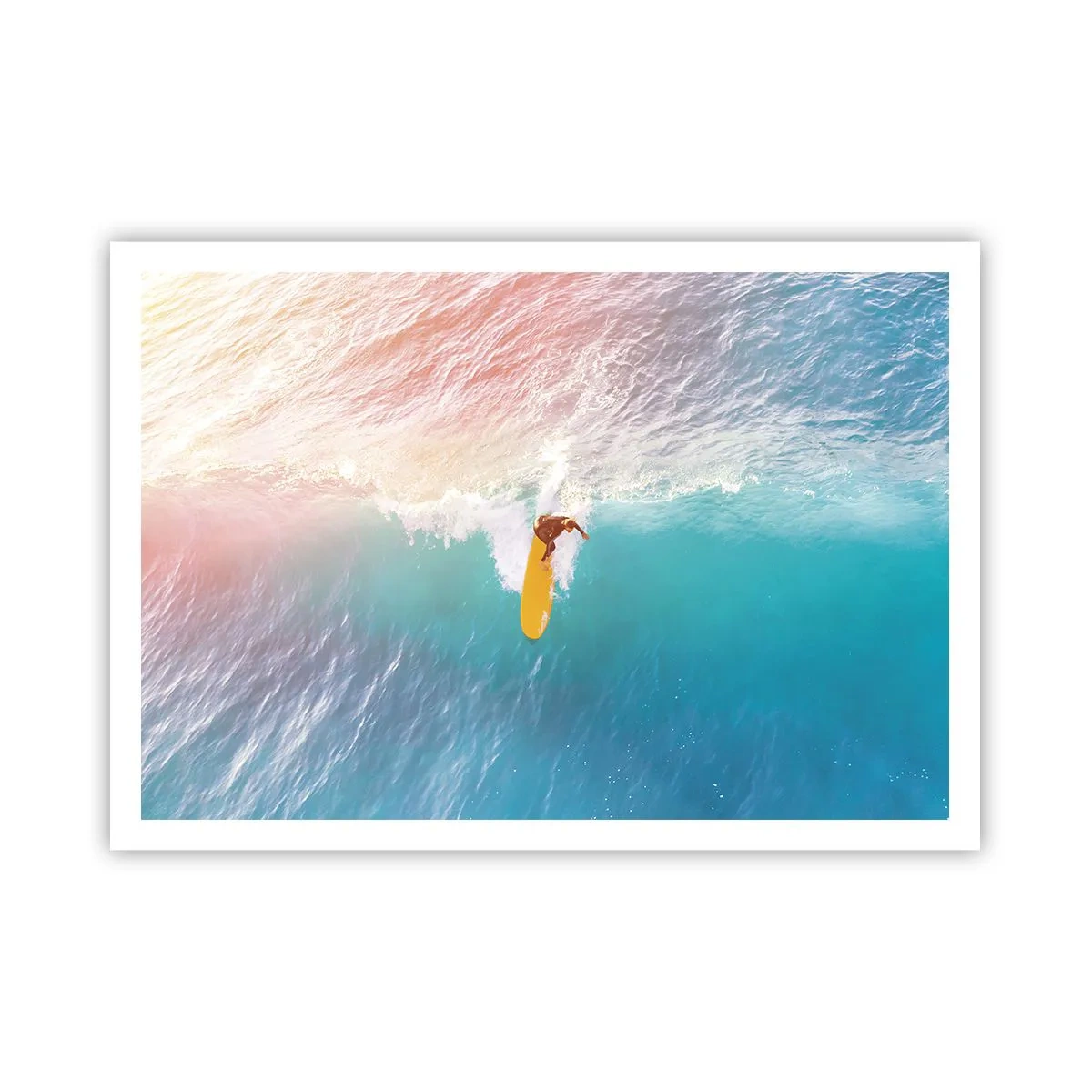Affiche - Poster - Surfeur sur une vague aux couleurs pastel - 100x70cm - Le cavalier de l'océan - Décoration murale moderne pour le salon et la chambre ARTTOR