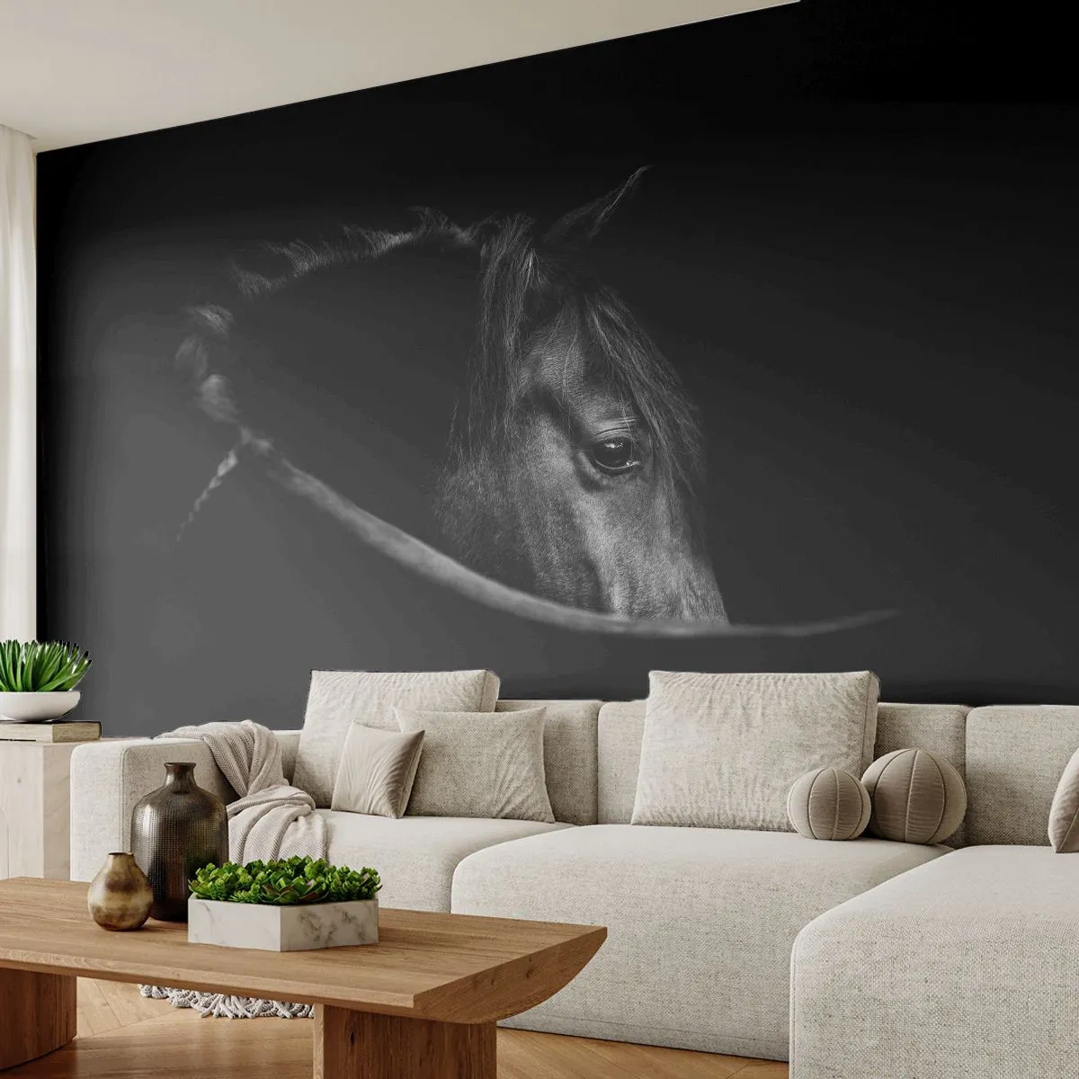 Papier Peint Photo Premium Canvas - Prince Noir - Cheval, Animal, Artistique - 250x175 cm