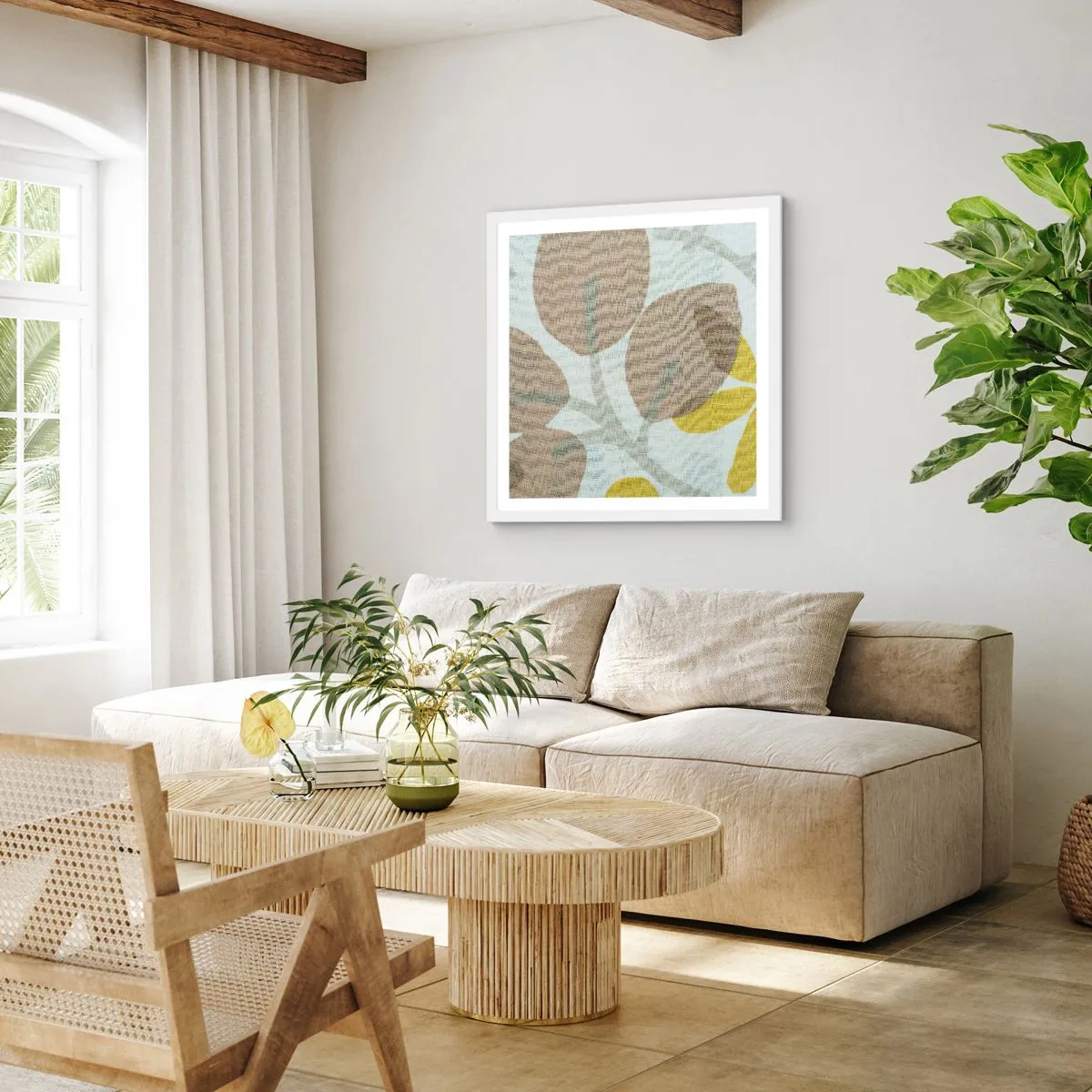 Affiche dans un cadre blanc - Poster - Composition en plein soleil - 30x30 cm