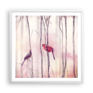 Affiche dans un cadre blanc - Poster - Conte de la forêt rose - 60x60 cm