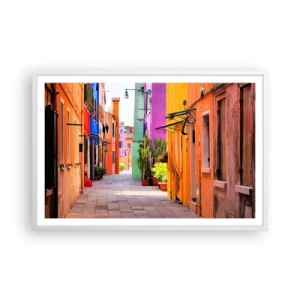 Affiche dans un cadre blanc - Poster - Allée arc-en-ciel - 91x61 cm