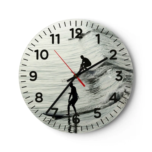 Horloge murale - Pendule murale - A la rencontre de la vague - 40x40 cm