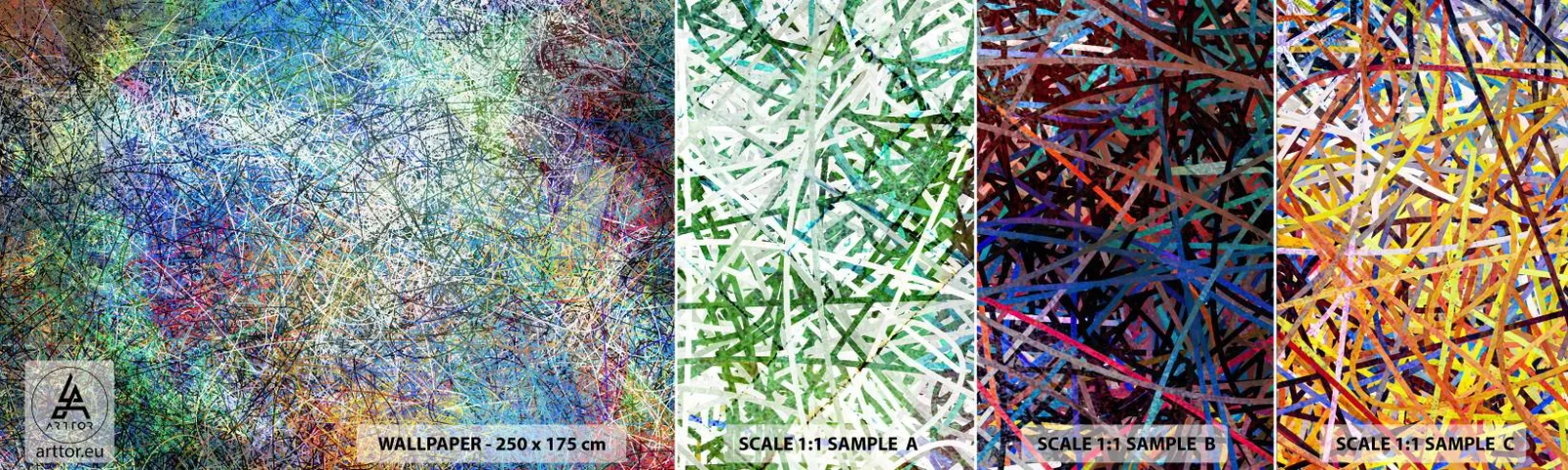 Échantillon de Papier Peint Autocollant Deluxe Sticker - Ce n'est pas si simple - Abstraction, Morceau, Modèle moderne - 100x30 cm