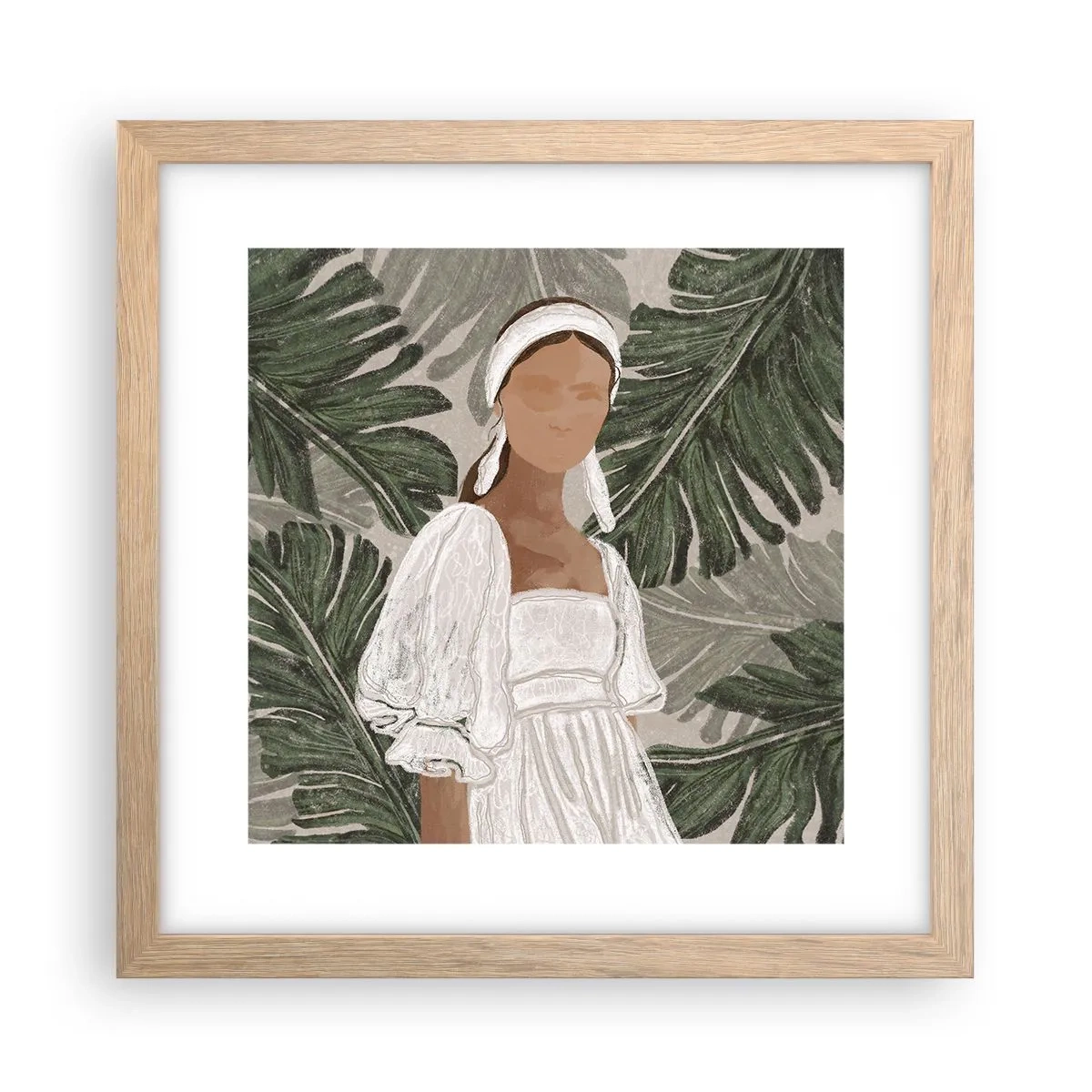 Affiche dans un chêne clair - Poster - Portrait exotique - 30x30 cm