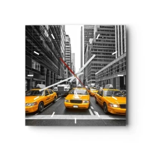 Horloge murale - Pendule murale - Taxis jaunes dans les rues de New York - 30x30cm - C'est nous qui colorons la ville - Décoration murale moderne pour le salon et la chambre ARTTOR