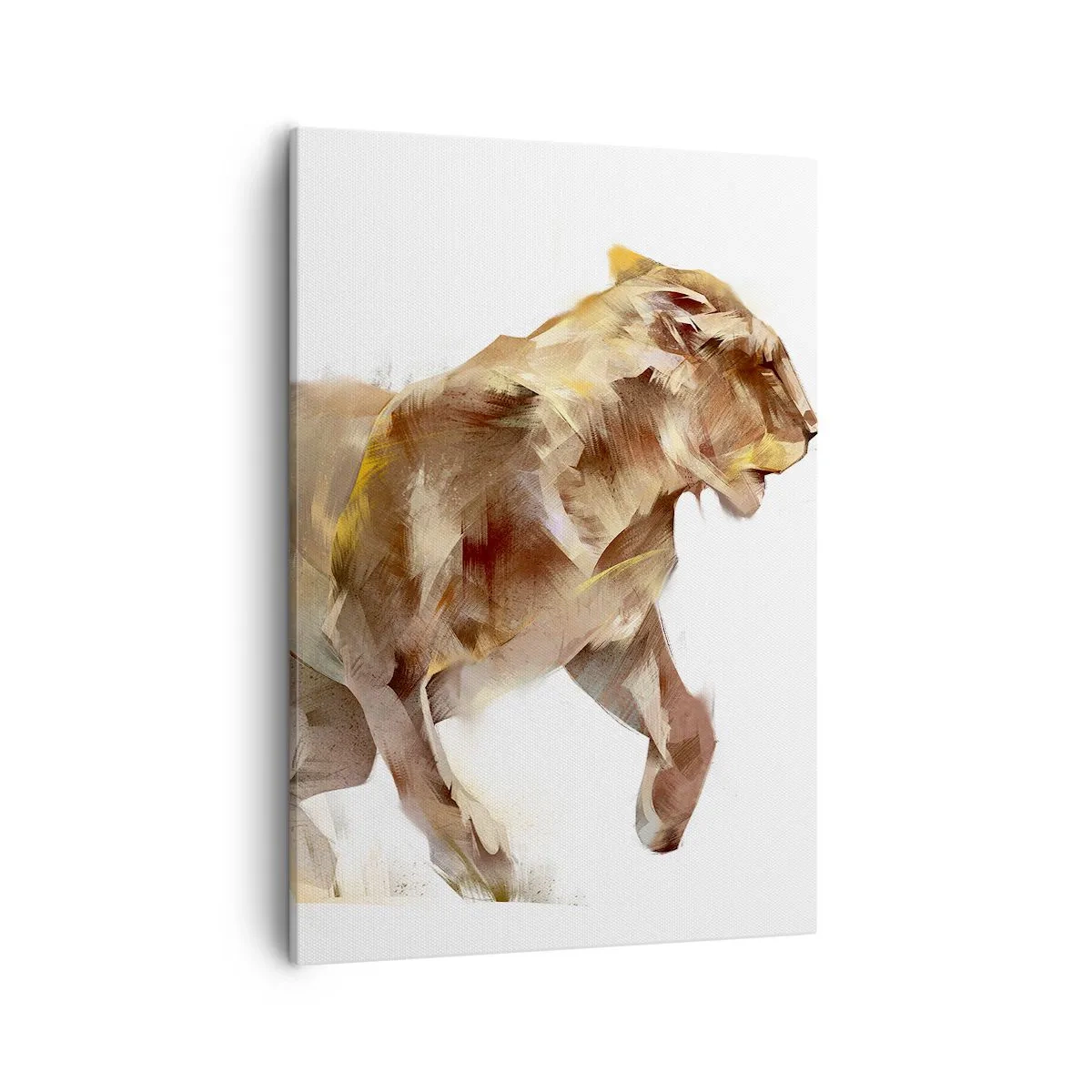 Impression sur toile - Image sur toile - Une lionne qui court dans une interprétation artistique - 50x70cm - Grâce sauvage - Décoration murale moderne pour le salon et la chambre ARTTOR