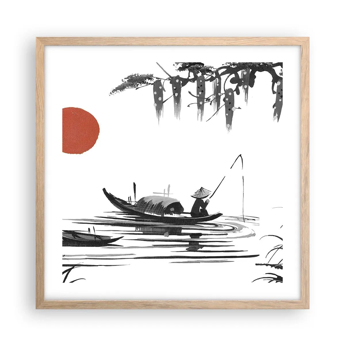 Affiche dans un chêne clair - Poster - Après-midi asiatique - 50x50 cm