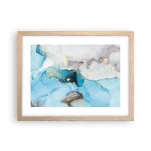 Affiche dans un chêne clair - Poster - Etude de la rencontre gris et turquoise - 40x30 cm