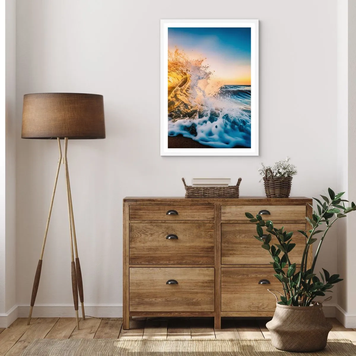 Affiche dans un cadre blanc - Poster - S'amuser dans le sable - 61x91 cm