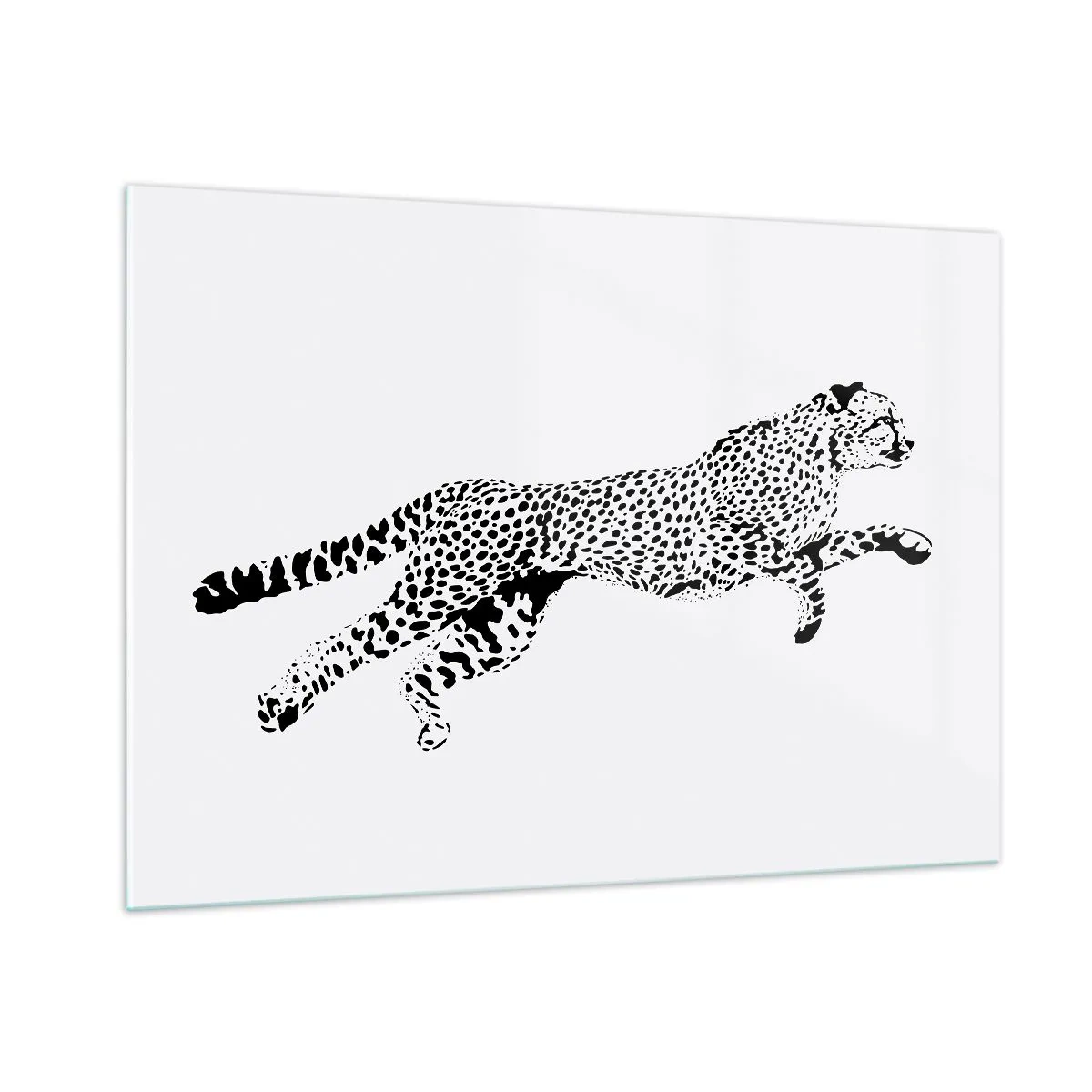 Impression sur verre - Image sur verre - Illustration d'un guépard sauteur - 100x70cm - Le plus rapide sur Terre - Décoration murale moderne pour le salon et la chambre ARTTOR