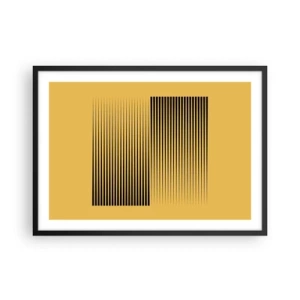 Affiche dans un cadre noir - Poster - Lignes noires verticales sur fond jaune - 70x50cm - Cadre opposé - Décoration murale moderne pour le salon et la chambre ARTTOR