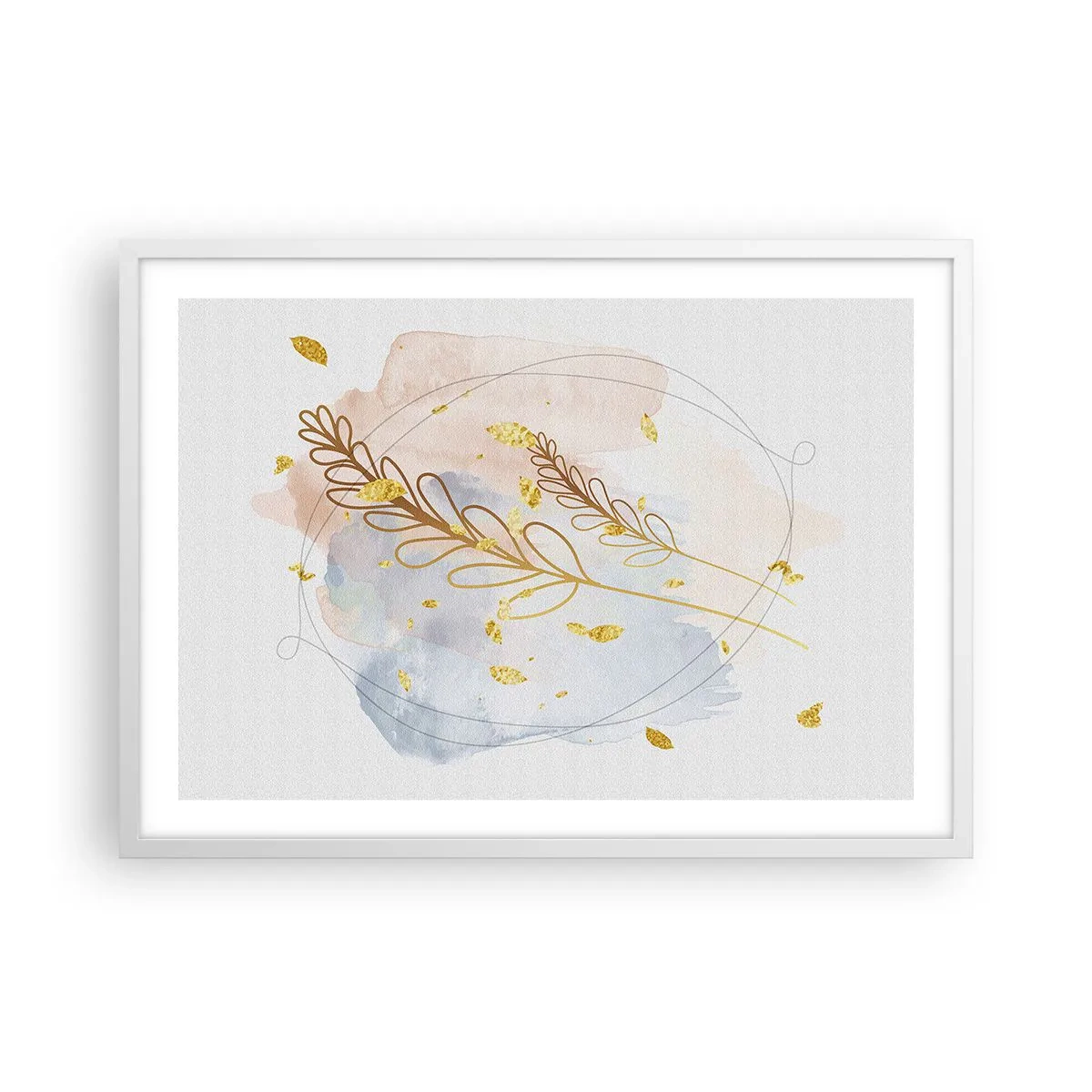 Affiche dans un cadre blanc - Poster - Explosion d'or - 70x50 cm