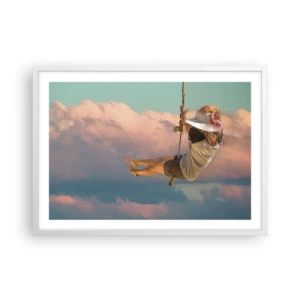 Affiche dans un cadre blanc - Poster - S'amuser dans les nuages - 70x50 cm