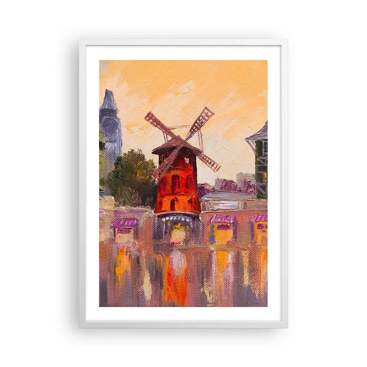 Affiche dans un cadre blanc - Poster - Icones parisiennes – le Moulin rouge - 50x70 cm
