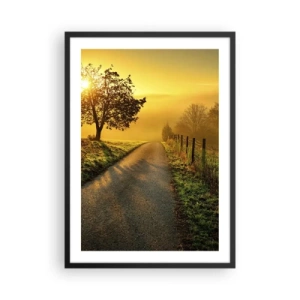 Affiche dans un cadre noir - Poster - Une route parmi les champs au lever du soleil - 50x70cm - Après-midi de miel - Décoration murale moderne pour le salon et la chambre ARTTOR
