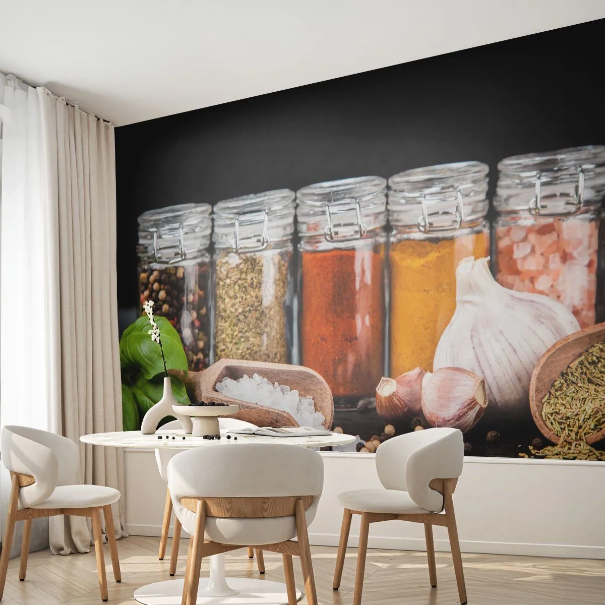 Papier Peint Autocollant Deluxe Sticker - Pour que la vie ait du goût - La gastronomie, Herbes séchées, Épices - 400x280 cm