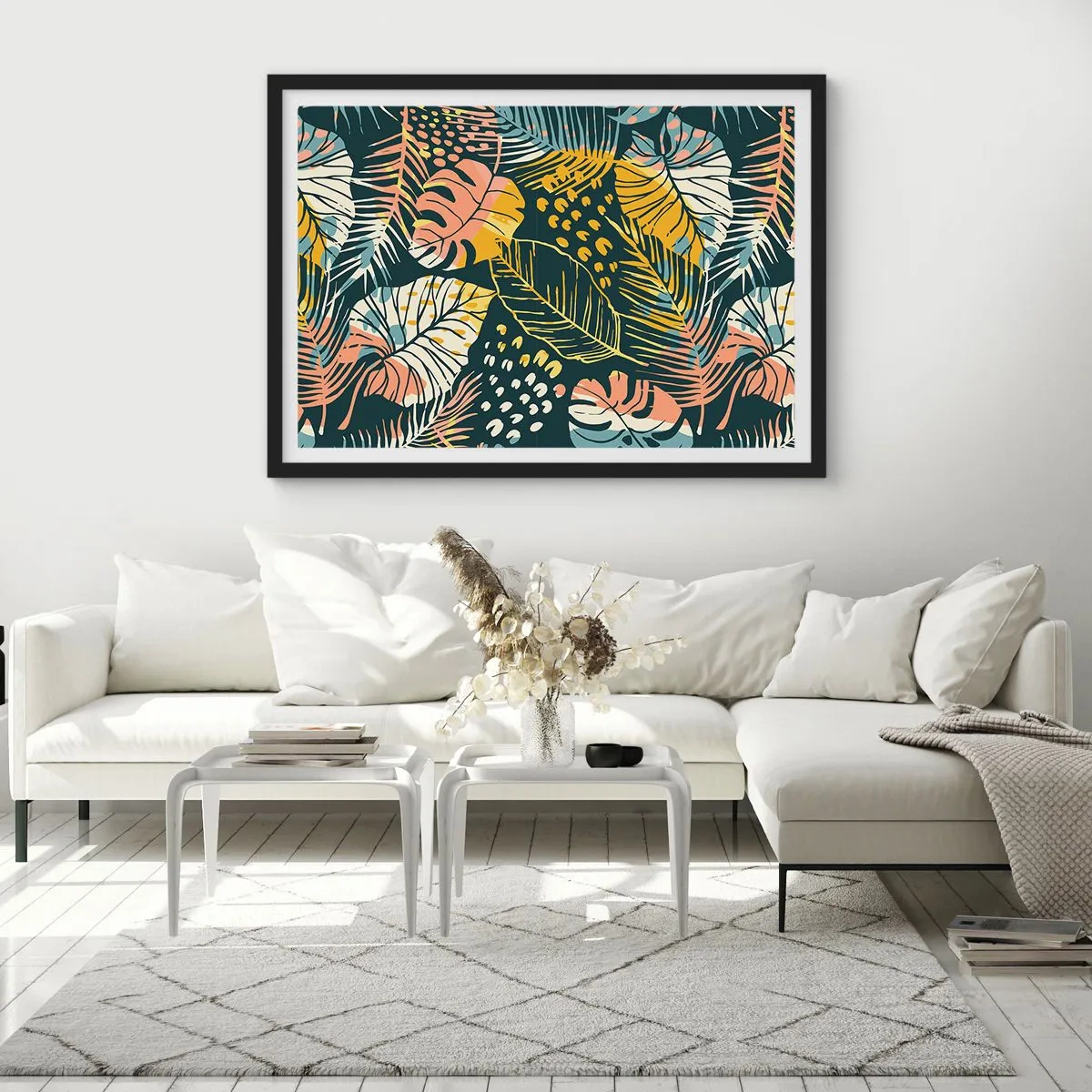 Affiche dans un cadre noir - Poster - Fantaisie feuillue - 91x61 cm